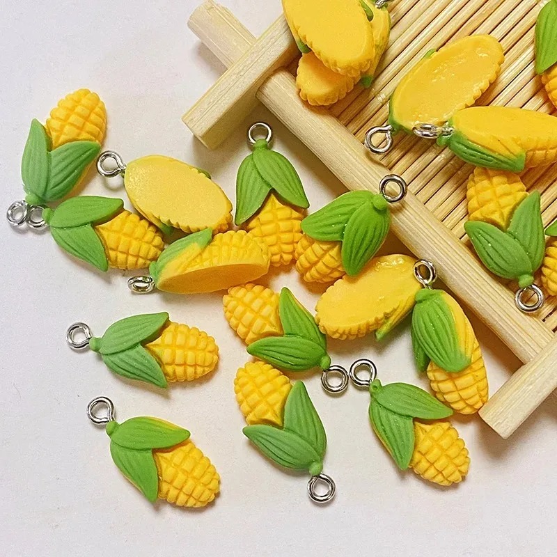 Resin Art Handmade - 20個入り 面白いミニコーン野菜樹脂チャーム 人工食品ペンダント DIYクラフト用品 イヤリング ブレスレット