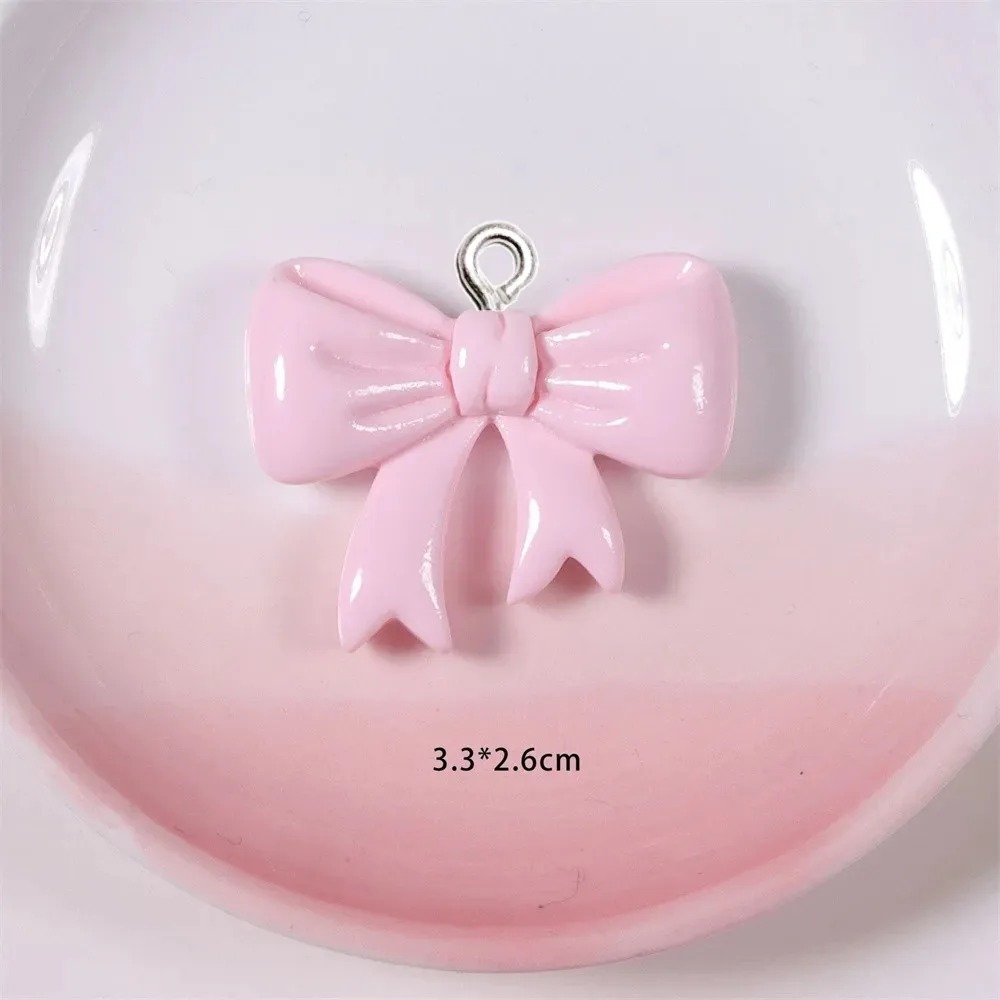 Resin Art Handmade - 10 個のキャンディーカラーのリボン樹脂チャーム手作り装飾品女性のジュエリー、キーホルダー、電話バッグの装飾 DIY 作成に適しています