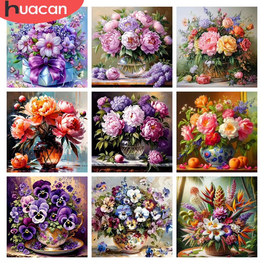 Resin Art Rose - HUACAN 5D ダイヤモンドモザイク ローズフラワーペインティング クロスステッチアートキット 牡丹の花