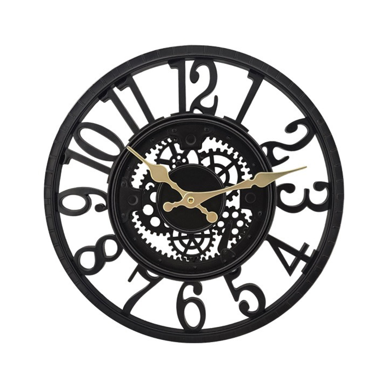 Resin Art Clock - 屋外壁時計防水レトロ樹脂モダンな壁時計サイレントクリエイティブブラック中庭時計アートリビングルームの装飾