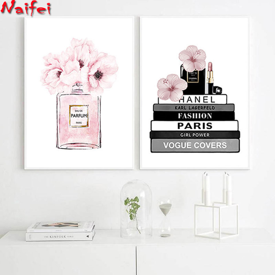 Resin Art Book - 女性のための花の香水ボトル,ファッションブック,ダイヤモンド絵画,芸術的な絵,モダンな女の子の部屋の装飾