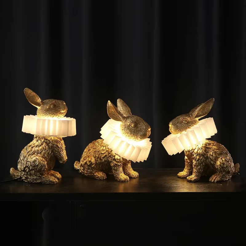 Resin Art On Floor - ウサギのテーブルランプかわいい樹脂動物テーブルライト子供部屋の寝室の研究ベッドサイド漫画アートの装飾部屋の装飾ライト
