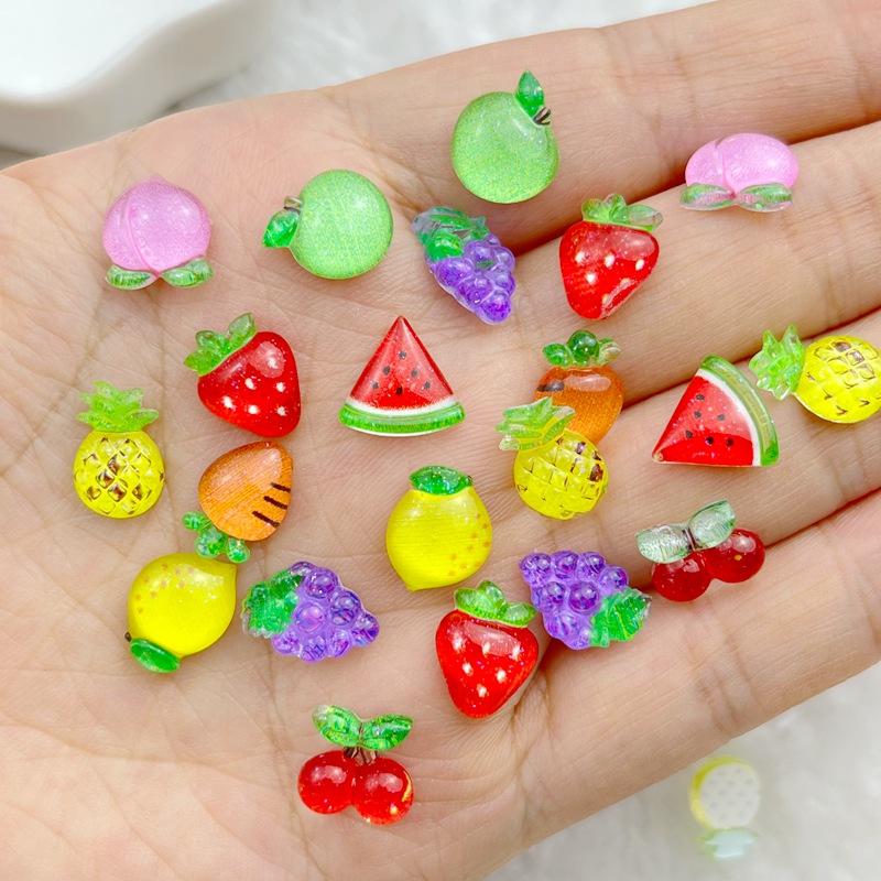 Resin Art Glitter - 50 個樹脂カラフルなグリッターアップルブドウチェリー大根フルーツネイルアートヒラタラインストーンアップリケ DIY スクラップブック置物クラフト