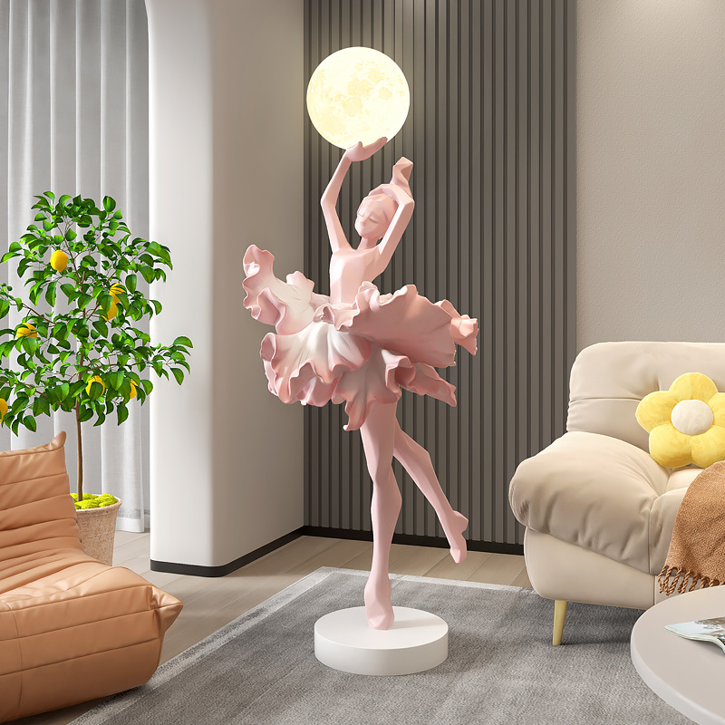 Resin Art On Floor - ガールアートオーナメント イタリア製抽象彫刻フロアランプ バレエホテルロビー クリエイティブリビングルーム装飾 ホームスタンディングライト