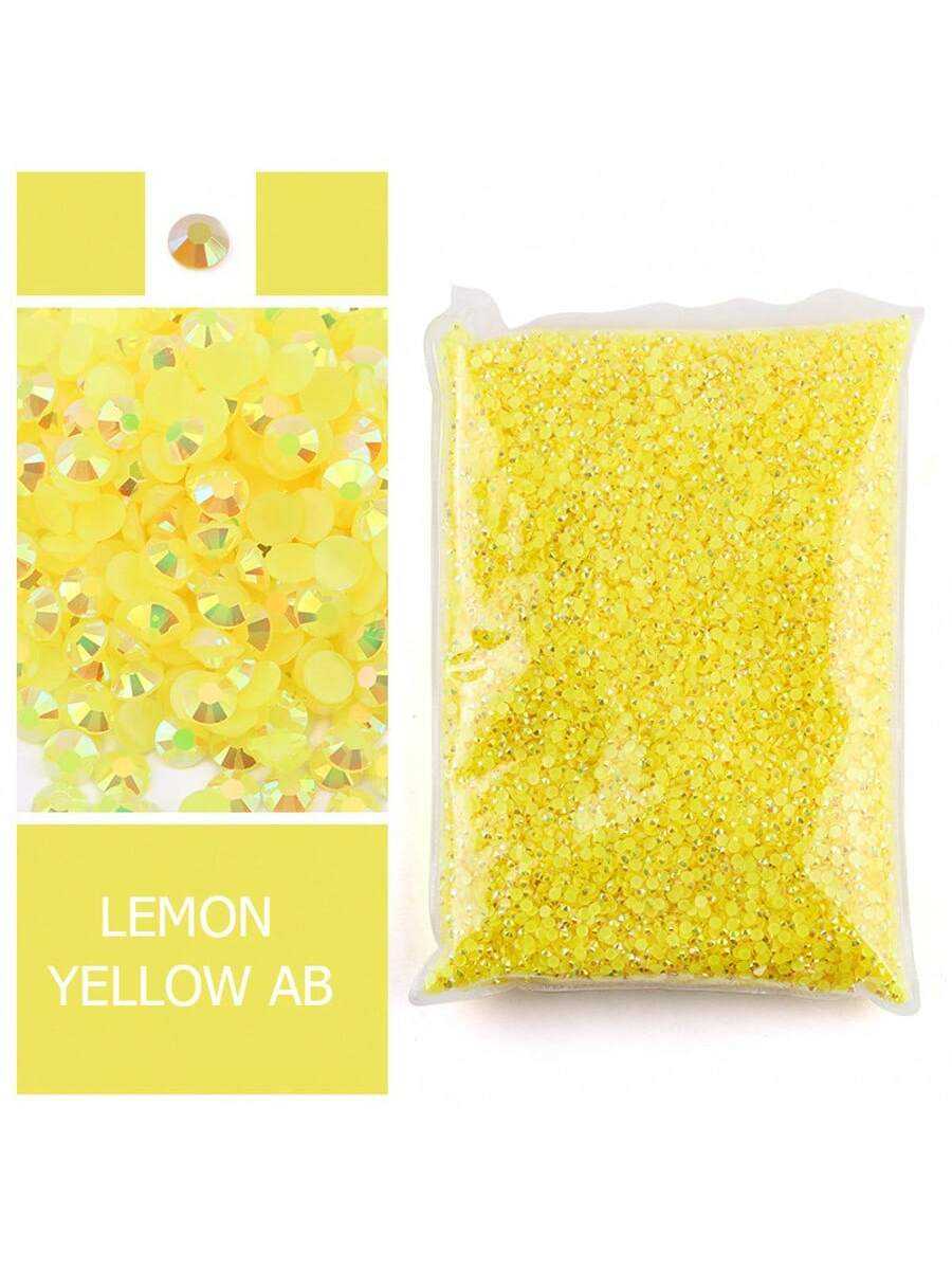 Resin Art Quantity - レモンイエローの樹脂製ラインストーン、非ホットフィックス、大量卸売、クラフトDIY、クリエイティブデザイン、衣類、メイクアップ、ネイルアート用