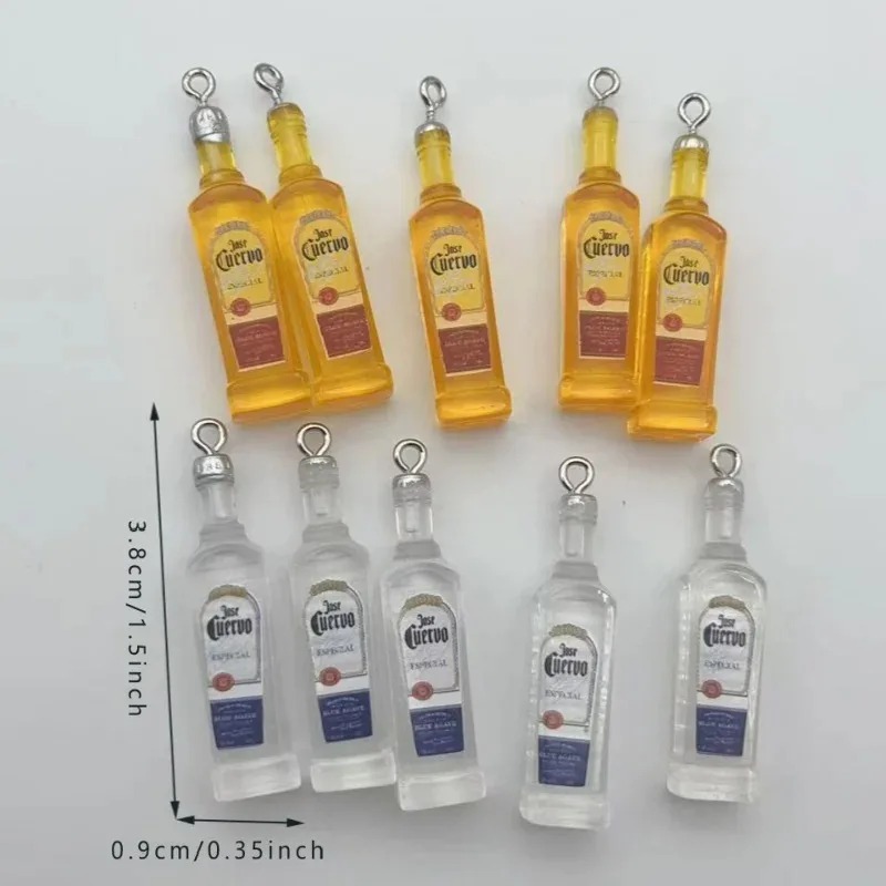 Resin Art Bottle - 10 ピース/ロットシミュレーションビール瓶飲料樹脂チャーム手作りジュエリー所見アクセサリー
