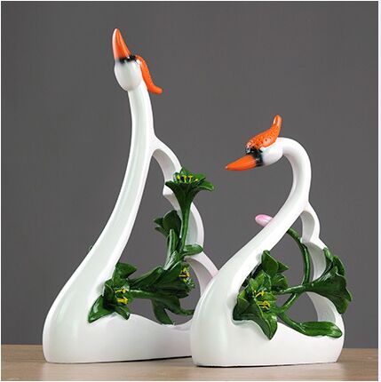 Resin Art Wedding Gift - カップル白鳥愛好家アート装飾樹脂白鳥モデル像手芸彫刻リビングルームの結婚式の装飾ギフト a2213