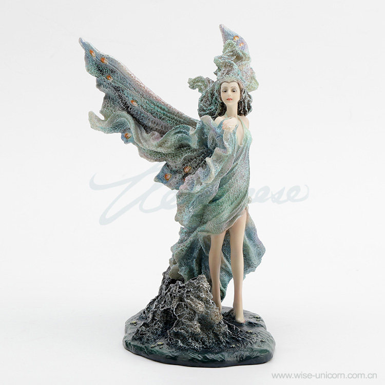 Resin Art Wedding Gift - エーテルオーシャンウェーブウィングフェアリー彫刻夢のようなグラデーション海辺のエルフ女神フィギュアデスクトップアート装飾ヴィンテージエンジェルオーナメント