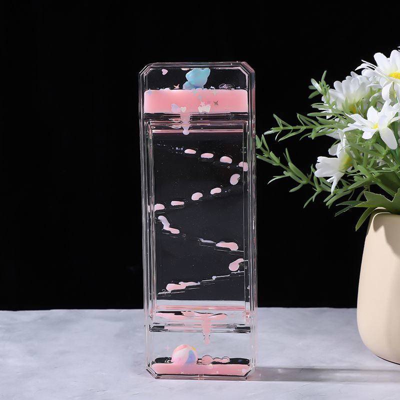Resin Art Clock - 創造的で可愛いスライド式オイル漏れデスクトップオーナメント、ストレス解消液体砂時計、癒しの誕生日プレゼント、カップルや家族向け