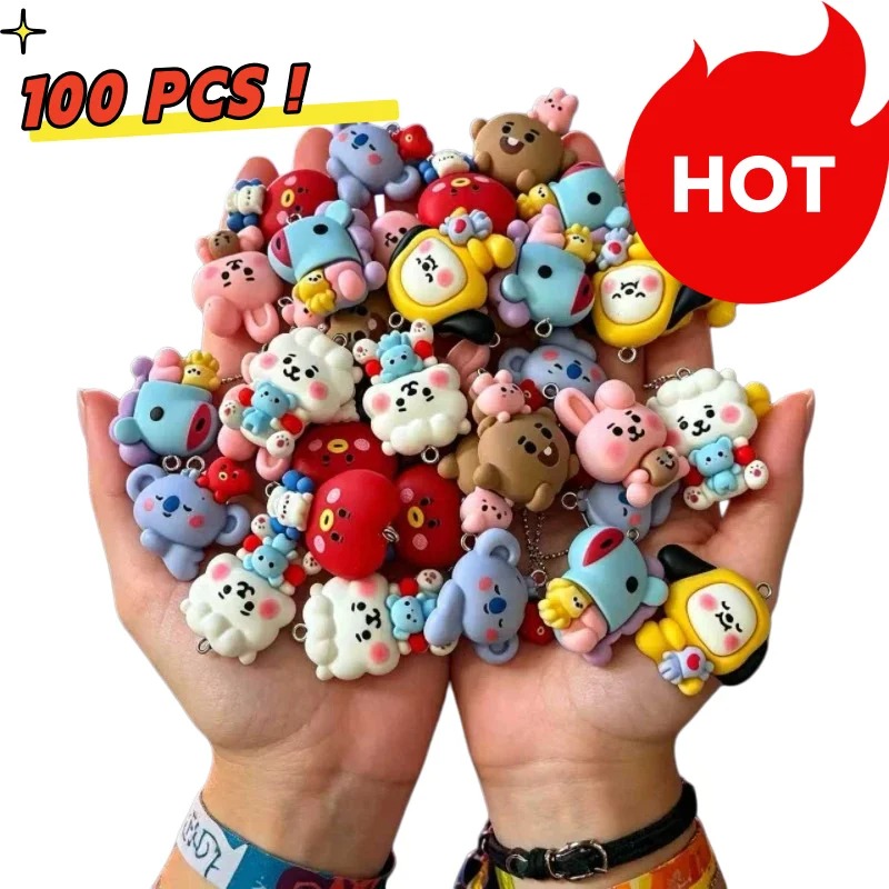 Resin Art Handmade - 7 個 BT21 樹脂漫画チャーム DIY アクセサリークラフト用品ジュエリー作成用イヤリングネックレスブレスレットペンダント電話デコ