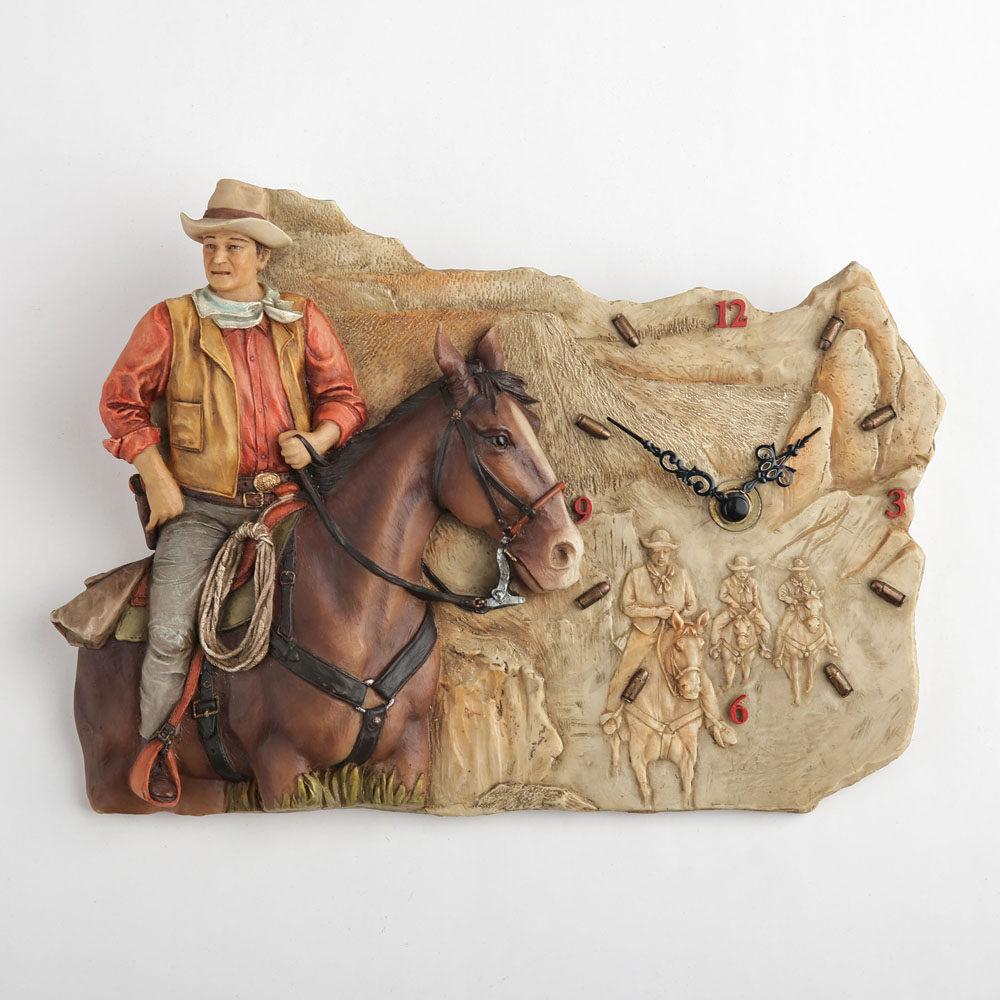 Resin Art Clock - ヴィンテージ風ウェスタンカウボーイ馬レリーフ壁掛け時計 アメリカンカントリースタイル ホームウォールデコレーション バー ユニークアート時計飾り ギフト