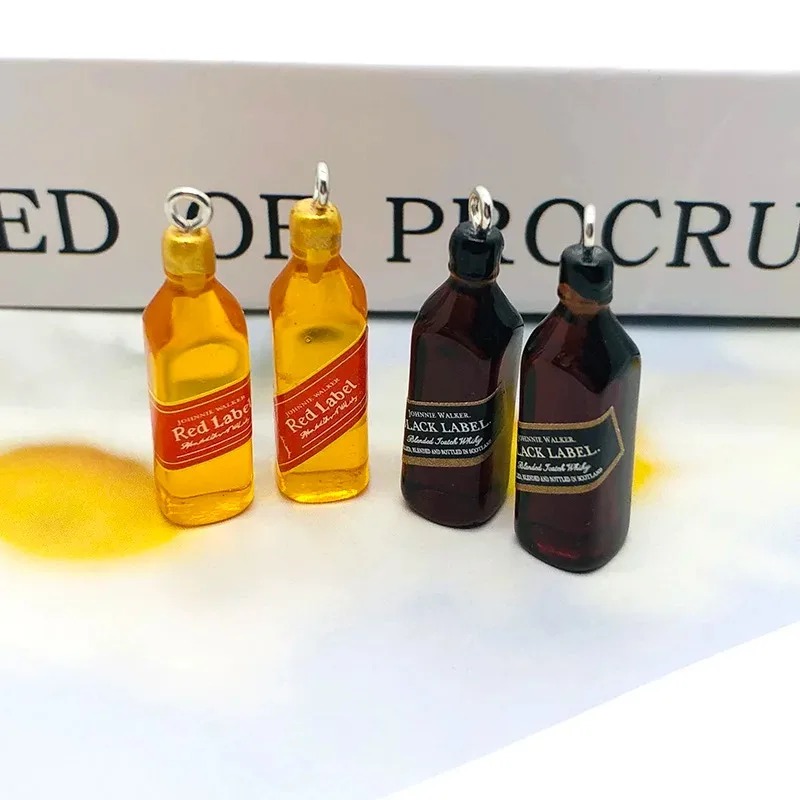 Resin Art Bottle - 10 個小さなワインバーボトル樹脂チャーム DIY イヤリングアクセサリーミニペンダントキーホルダー手作りジュエリークラフト作成用