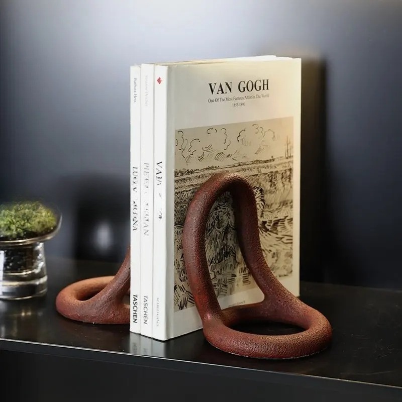 Resin Art Book - オフィスデスク用ミニマリストブックエンド - 抽象アートデザインの樹脂製ブックホルダー、自宅学習室の装飾アクセサリー