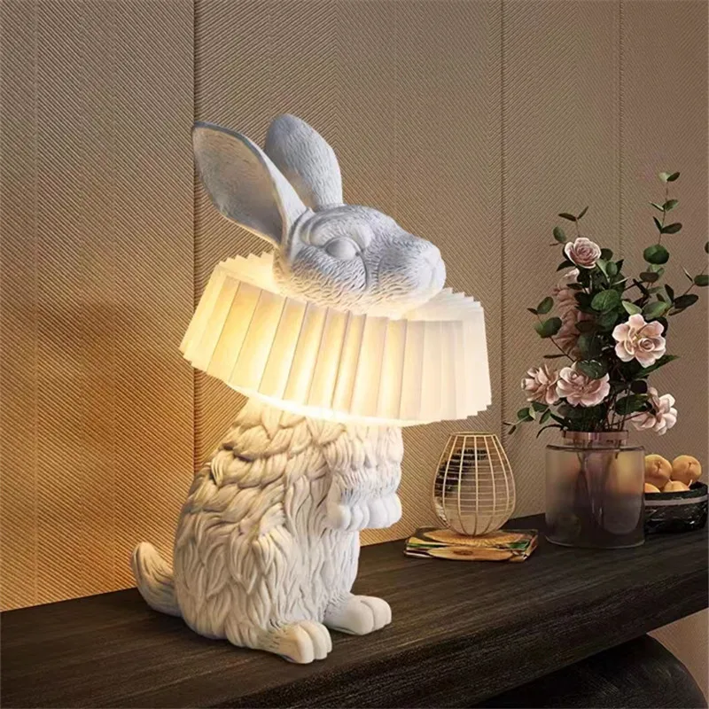 Resin Art On Floor - モダンなうさぎLEDテーブルランプ,動物,子供の寝室,書斎,樹脂,オフィス,照明器具,家の装飾,屋内,子供部屋