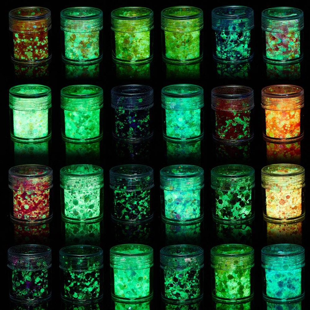 Resin Art Glitter - 発光グリッター,24色,エポキシ樹脂,日曜大工,手工芸品用