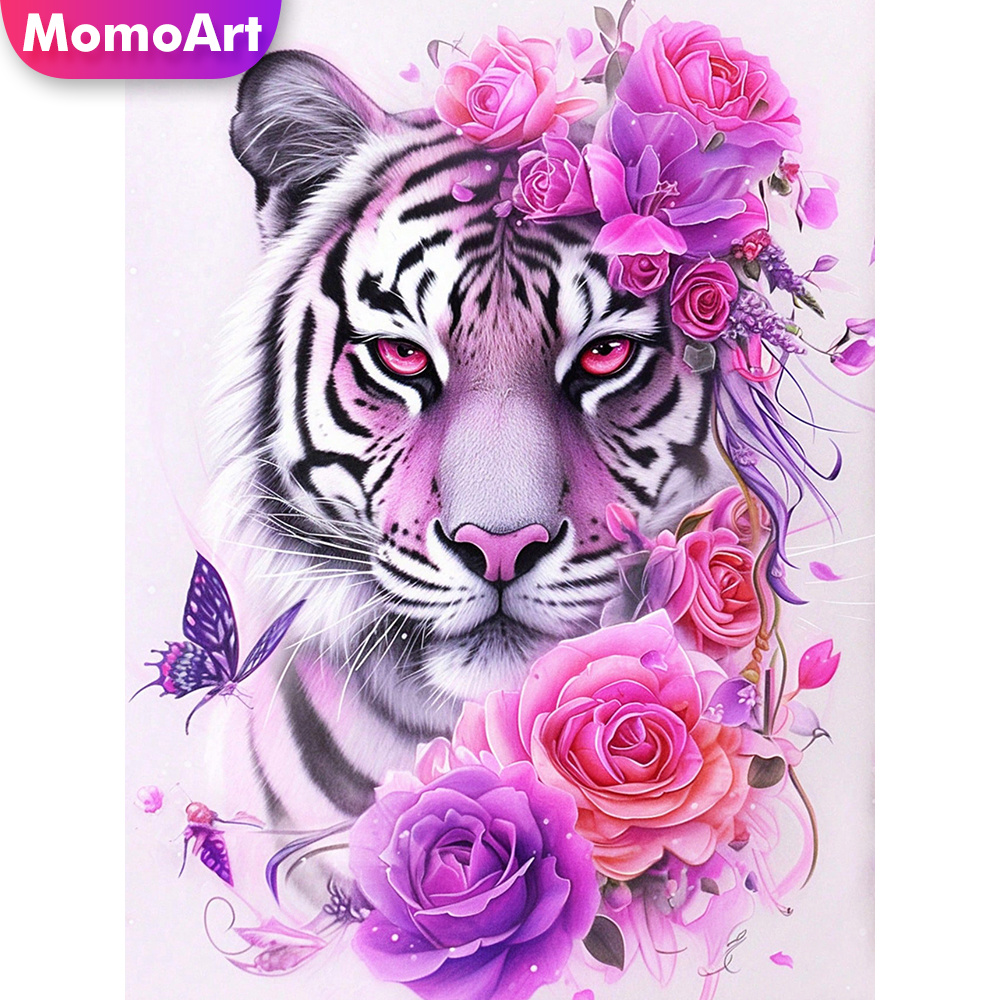Resin Art Rose - Momoart 新着ダイヤモンド刺繍タイガー動物ラインストーン絵画ローズ針仕事 DIY モザイク手芸壁アート