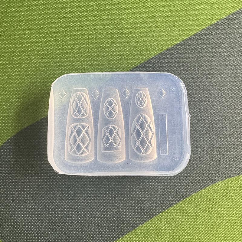 Resin Art Template - 新しいシリコンネイルモールド チェック柄リボンフラワー 再利用可能なテンプレート スタンピング 3D DIYデザイン