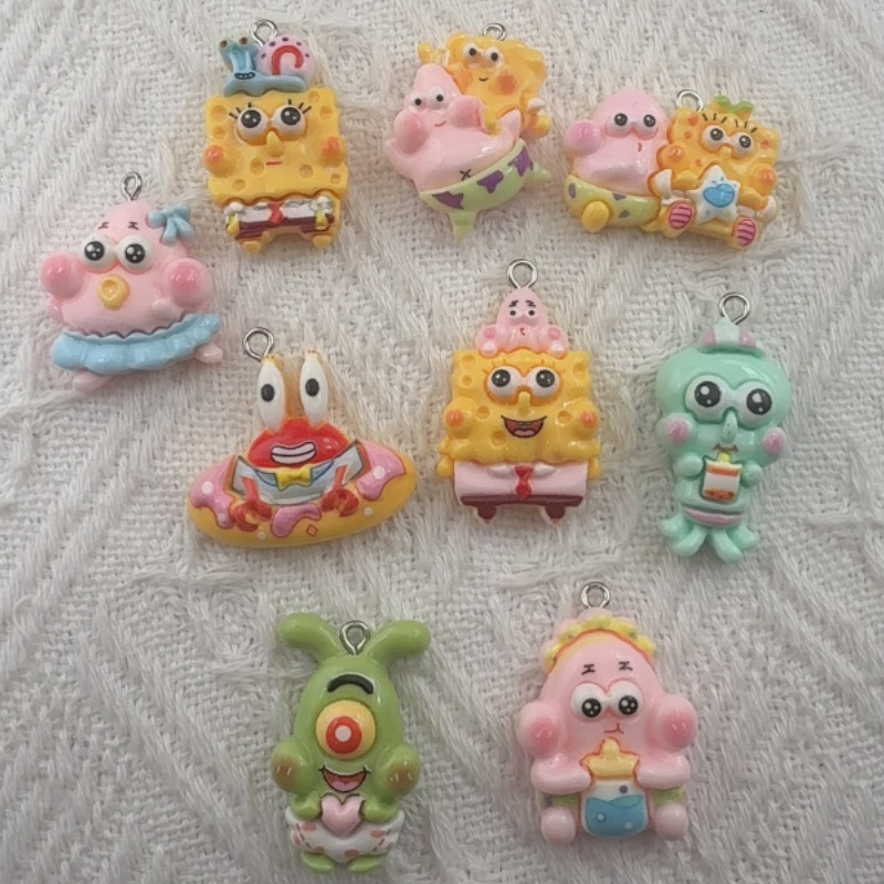 Resin Art Handmade - 10個入り漫画風樹脂ペンダント、DIYジュエリー製作イヤリング、キーホルダーアクセサリー