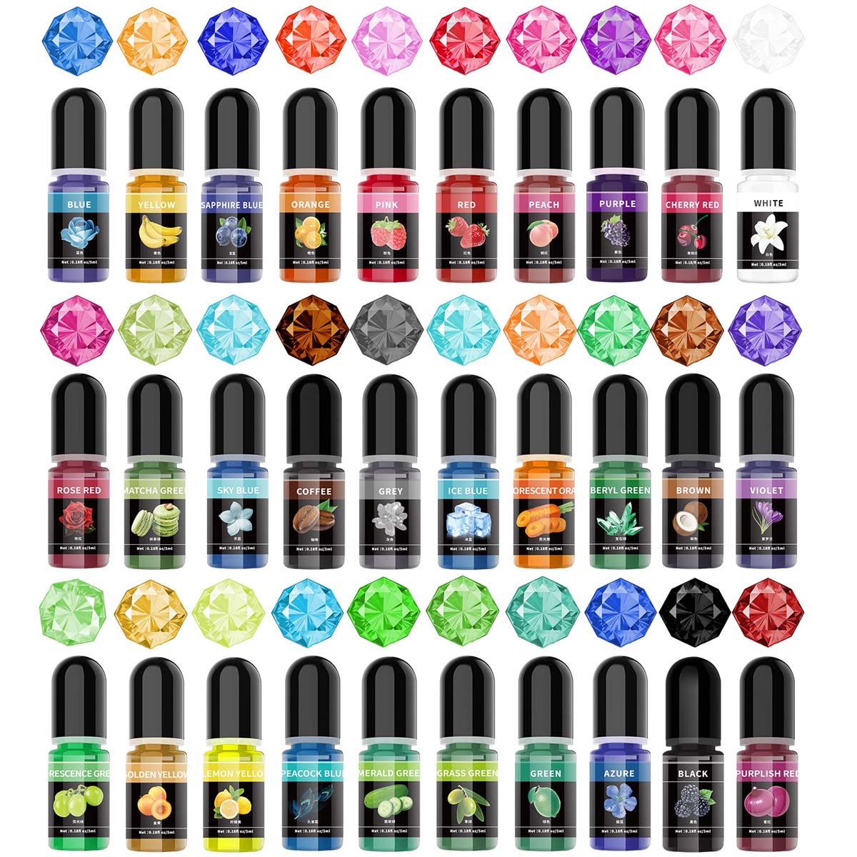 Resin Art Bottle - 5ml/ボトル エポキシ樹脂顔料 液体着色剤 染料 ユニバーサルエポキシ樹脂顔料 UV