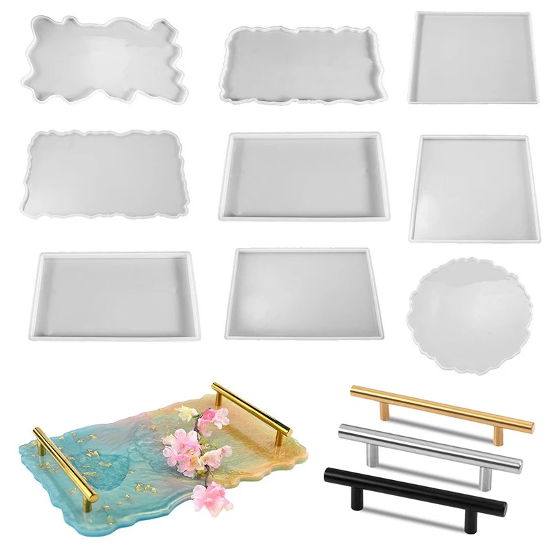 Resin Art Workshop - トレイエポキシ樹脂シリコンモールドDIY大型長方形ティープレートコースター樹脂モールド家の装飾クラフト製作アート用品