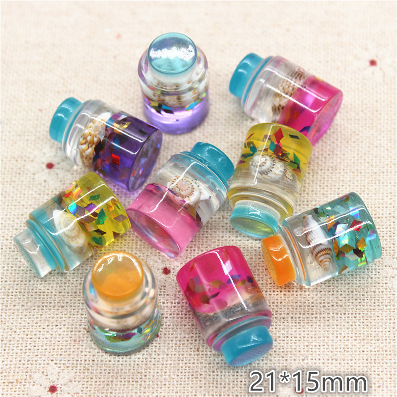 Resin Art Bottle - 10個の新しい3dレジンドリフトボトルミニチュアアートフラットバックカボションdiyクラフトデコレーション、21*15mm