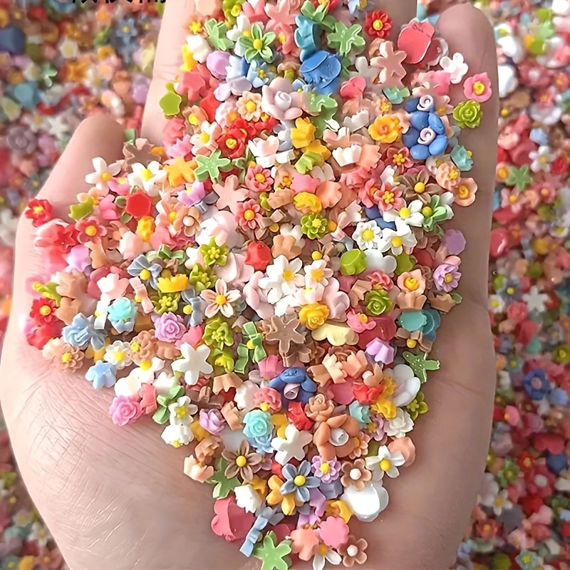 Resin Art Workshop - 200個入り ミニフラワー＆スタービーズ詰め合わせ - DIYジュエリー、ヘアアクセサリー、ネイルアートデコレーション用の鮮やかなレジンクラフトビーズ