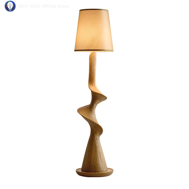 新中国風ログスタイルフロアランプ中世風リビングルームソファ横 - Resin Art On Floor のレビューと価格