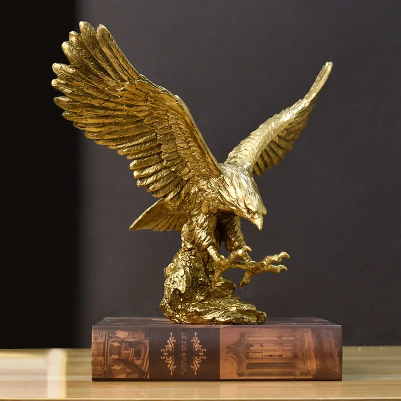 金色のイーグルフィギュア,ホーク像,手作り彫刻,家の装飾,リ - Resin Art Furniture のレビューと価格