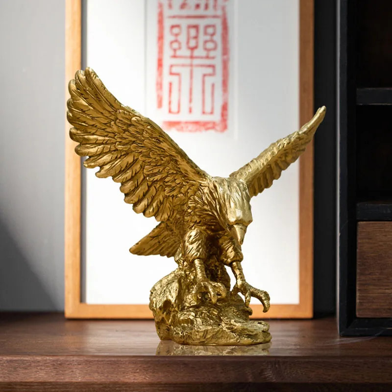 金色のイーグルフィギュア,ホーク像,手作り彫刻,家の装飾,リ - Resin Art Furniture のレビューと価格