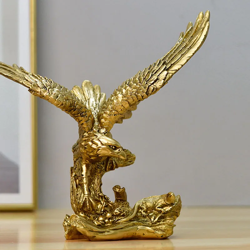 金色のイーグルフィギュア,ホーク像,手作り彫刻,家の装飾,リ - Resin Art Furniture のレビューと価格