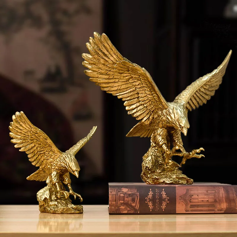 金色のイーグルフィギュア,ホーク像,手作り彫刻,家の装飾,リ - Resin Art Furniture のレビューと価格