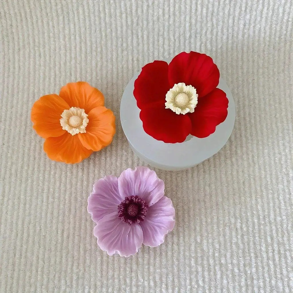 花の形をしたシリコンキャンドル型、石鹸、粘土、樹脂工芸品、家 - Resin Art Furniture のレビューと価格