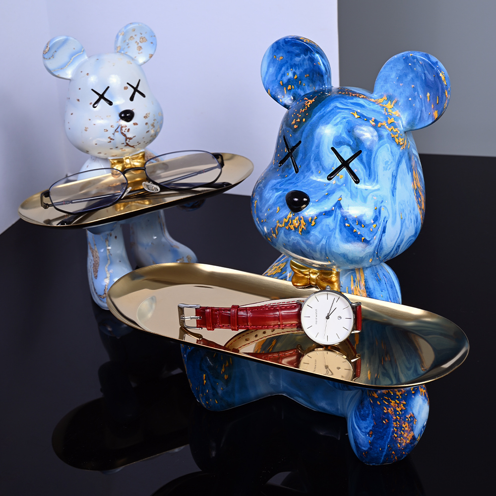 カラフルなクマの彫像や彫刻執事フィギュア装飾品インテリア北欧 - Resin Art Furniture のレビューと価格