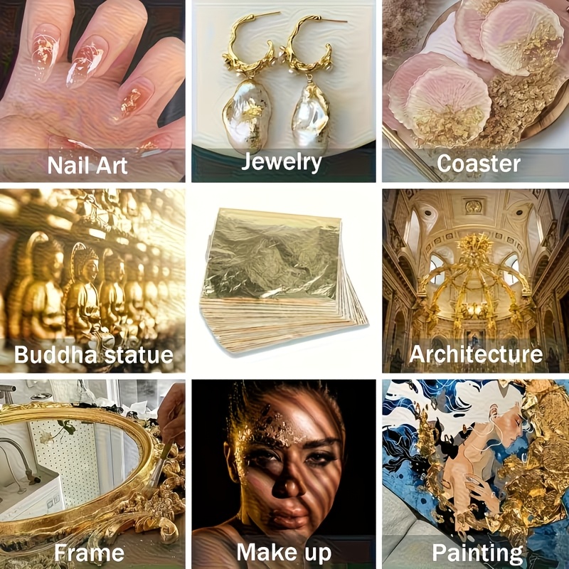 100枚セットの模造金箔紙シート、レジンクラフト、ネイルアー - Resin Art Wedding Gift のレビューと価格