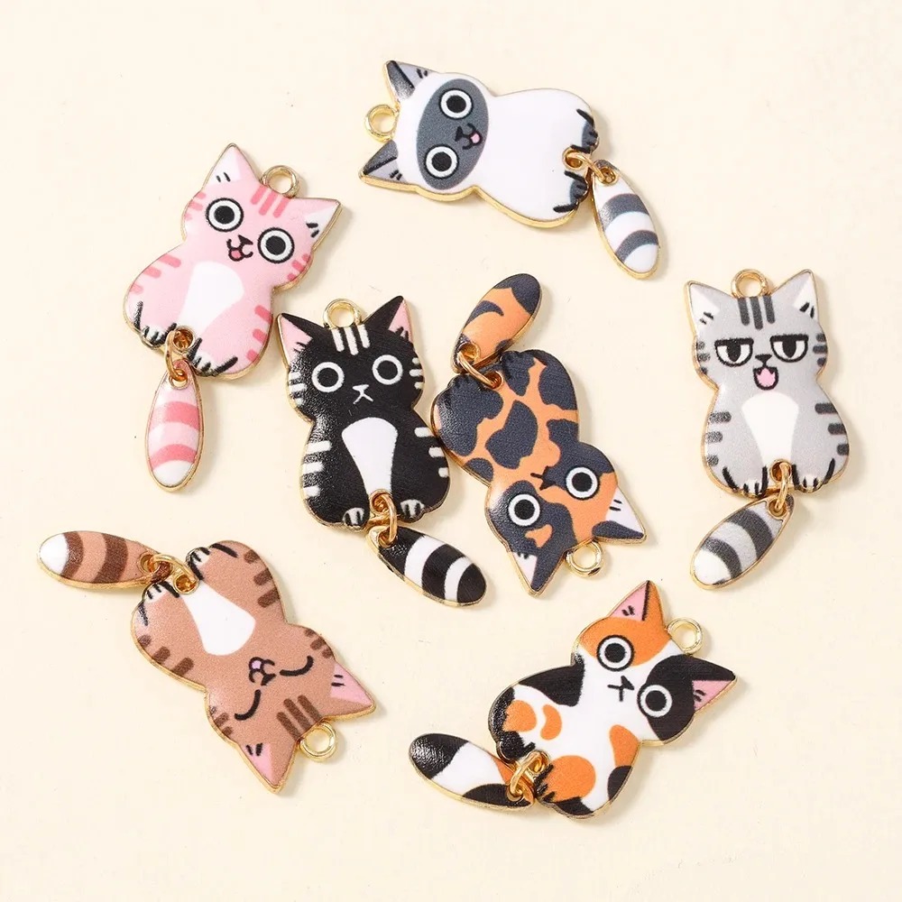 10 個 16 × 39 ミリメートルかわいい漫画猫樹脂チャ - Resin Art Handmade のレビューと価格