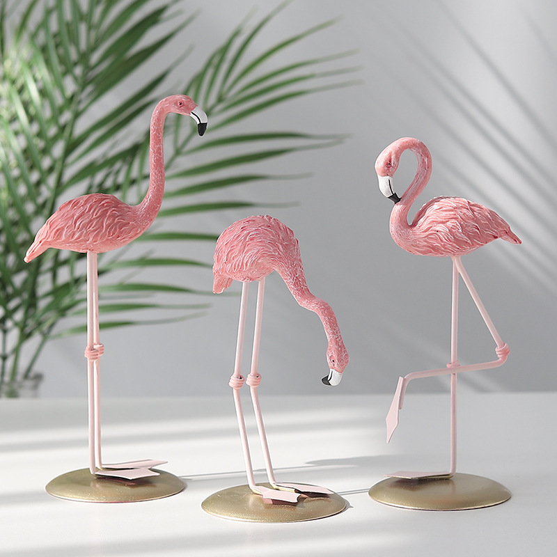 ピンクのフラミンゴの置物3個セット 熱帯鳥の卓上装飾 モダン - Resin Art Wedding Gift のレビューと価格