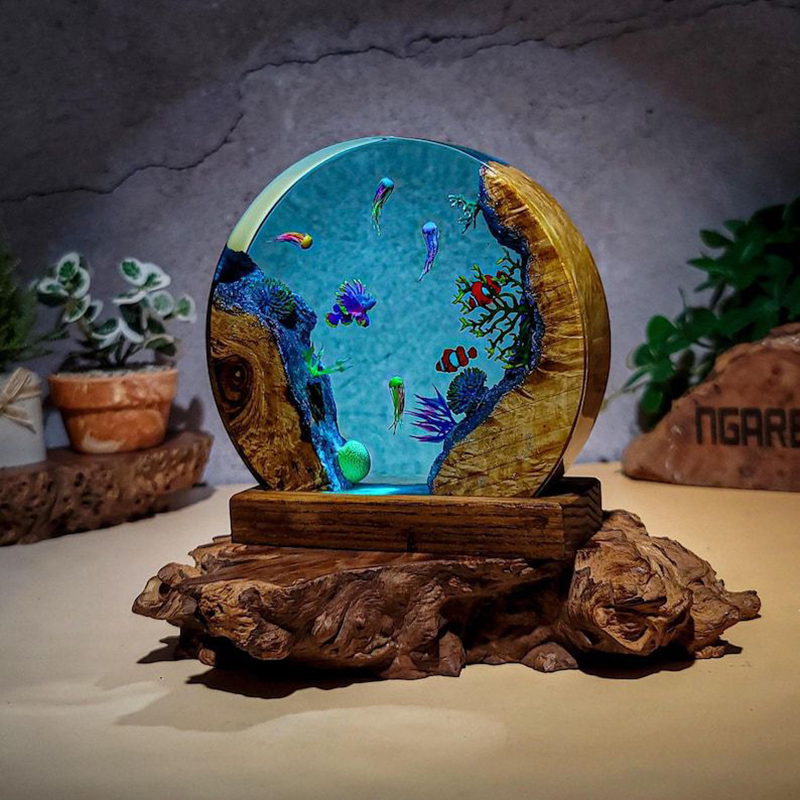 海洋水族館生物樹脂テーブルライトクリエイティブアート装飾熱帯 - Resin Art And Decor のレビューと価格