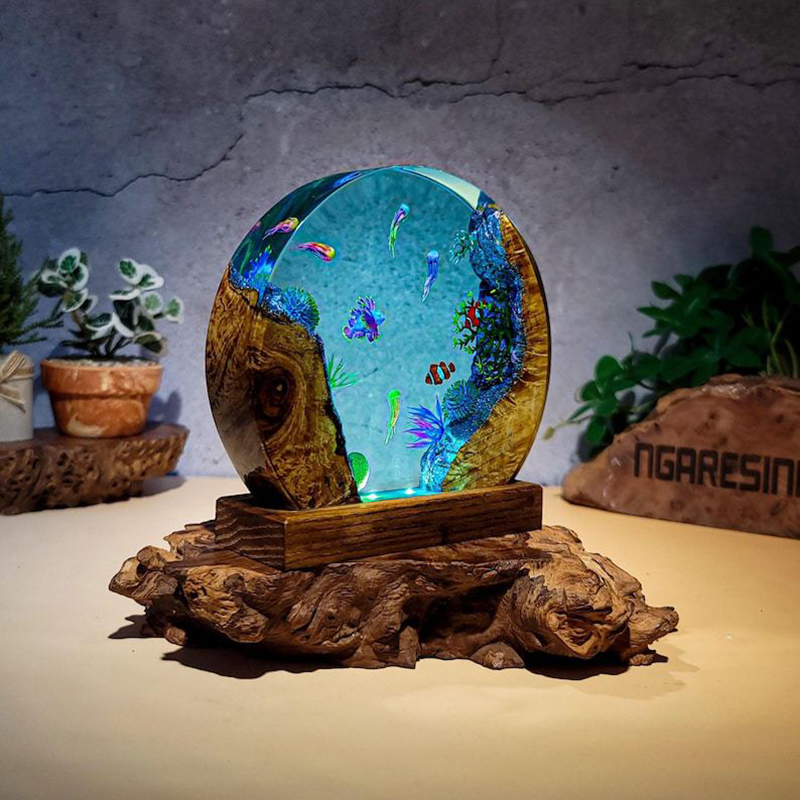 海洋水族館生物樹脂テーブルライトクリエイティブアート装飾熱帯 - Resin Art And Decor のレビューと価格