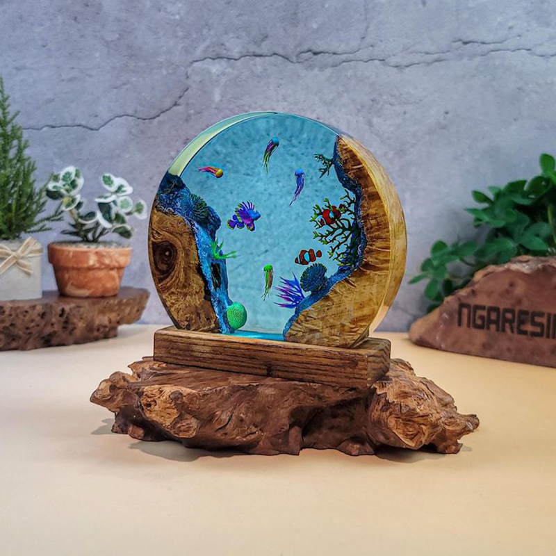 海洋水族館生物樹脂テーブルライトクリエイティブアート装飾熱帯 - Resin Art And Decor のレビューと価格