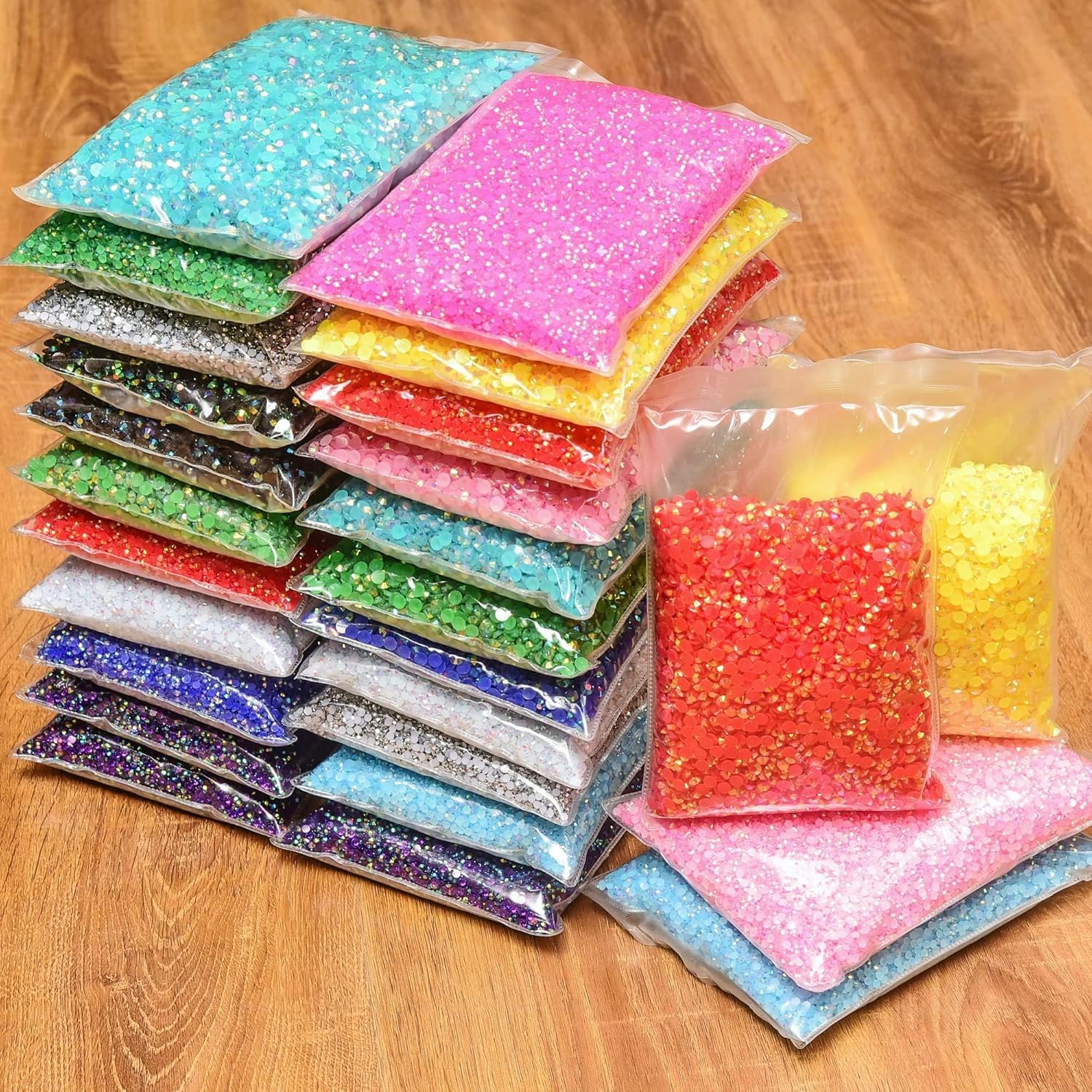 ピンクのフラットバック樹脂ラインストーン、非ホットフィックス - Resin Art Quantity のレビューと価格
