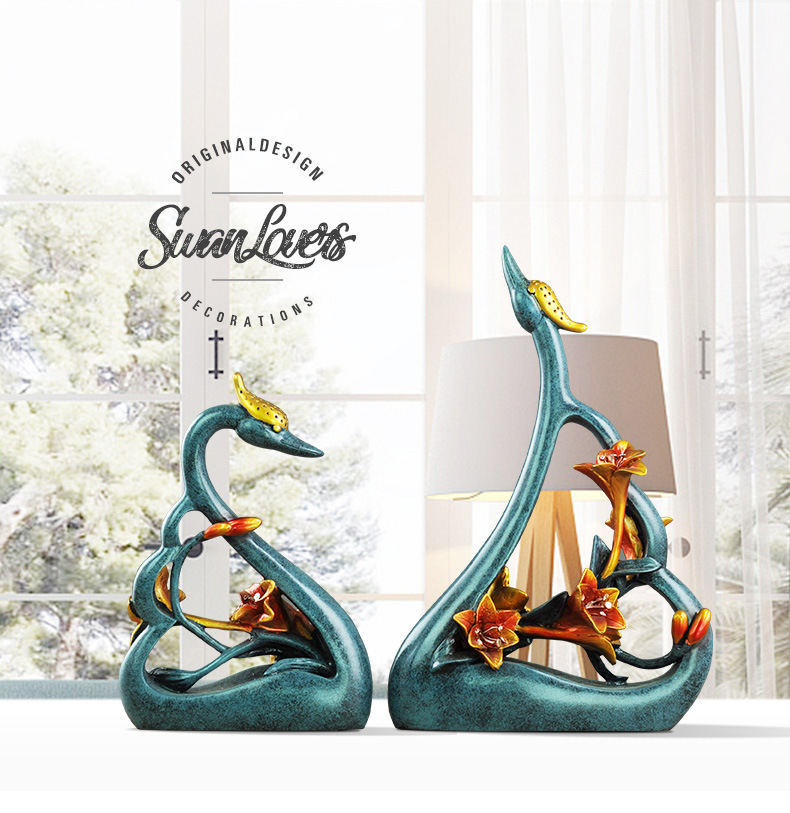 カップル白鳥愛好家アート装飾樹脂白鳥モデル像手芸彫刻リビング - Resin Art Wedding Gift のレビューと価格