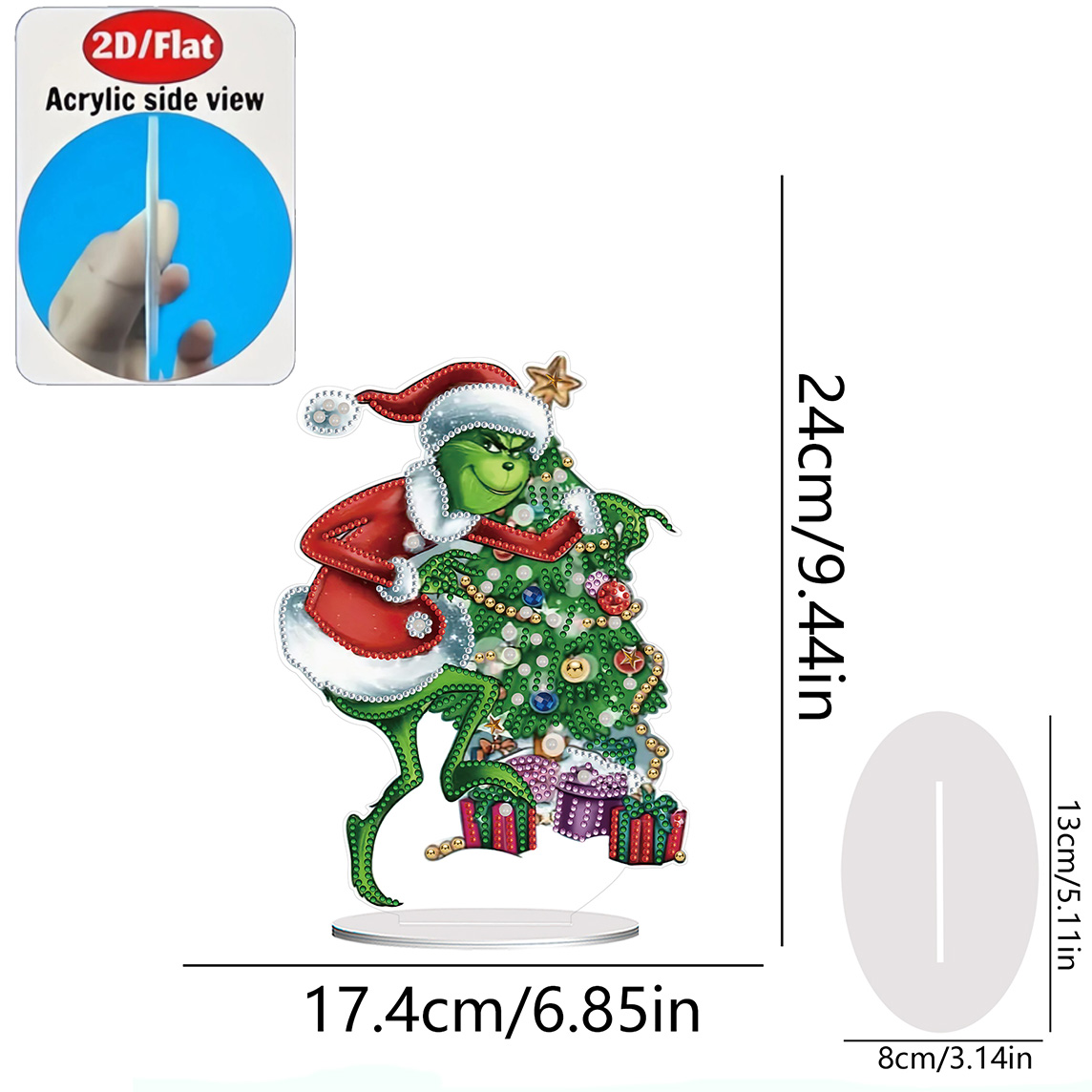 2D/フラット1個入り楽しいクリスマスグリンチアクリル製ウェ - Resin Art Glitter のレビューと価格