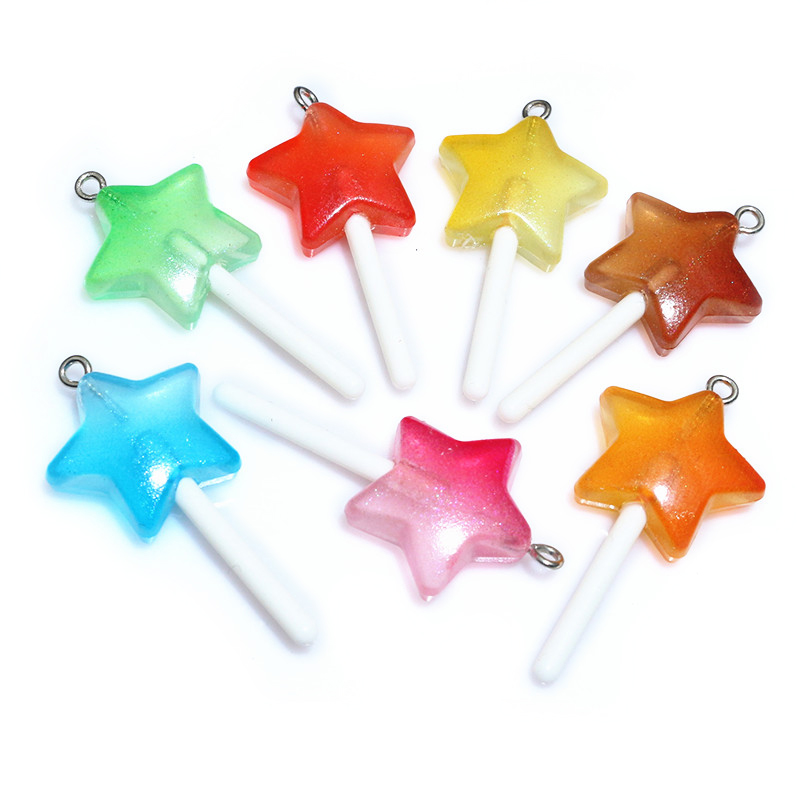 10個樹脂ペンダント光沢のある丸い星愛ハートロリポップチャー - Resin Art Glitter のレビューと価格