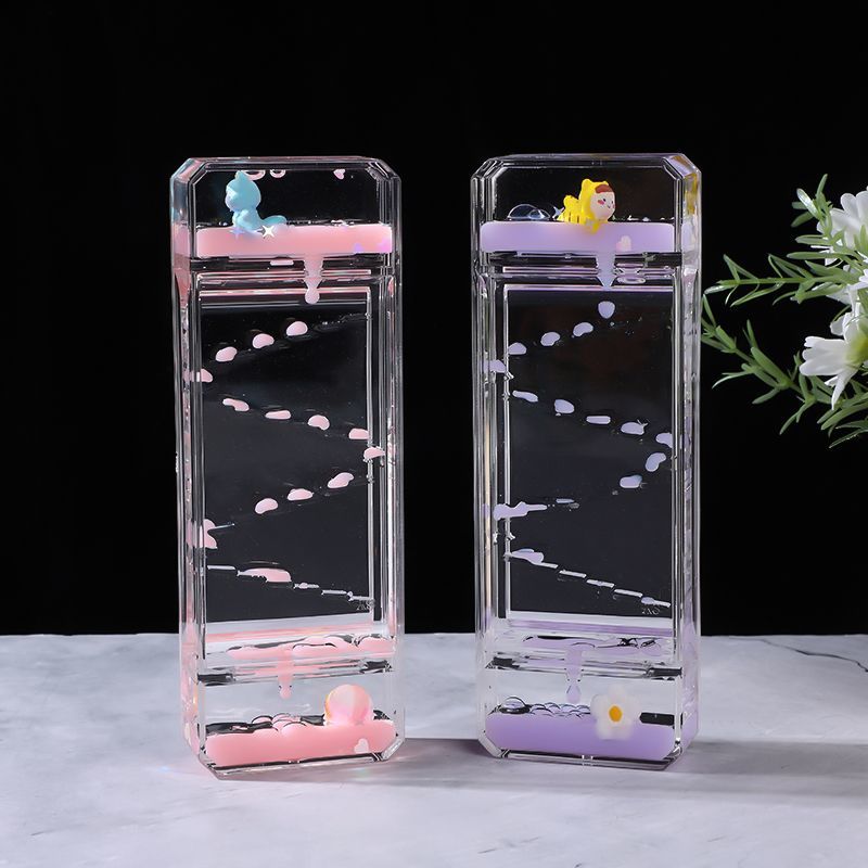 創造的で可愛いスライド式オイル漏れデスクトップオーナメント、 - Resin Art Clock のレビューと価格