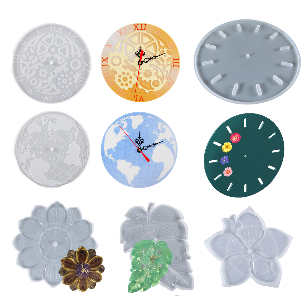 世界地図蓮の葉桜時計歯車壁掛け時計シリコンモールドエポキシ樹 - Resin Art Clock のレビューと価格