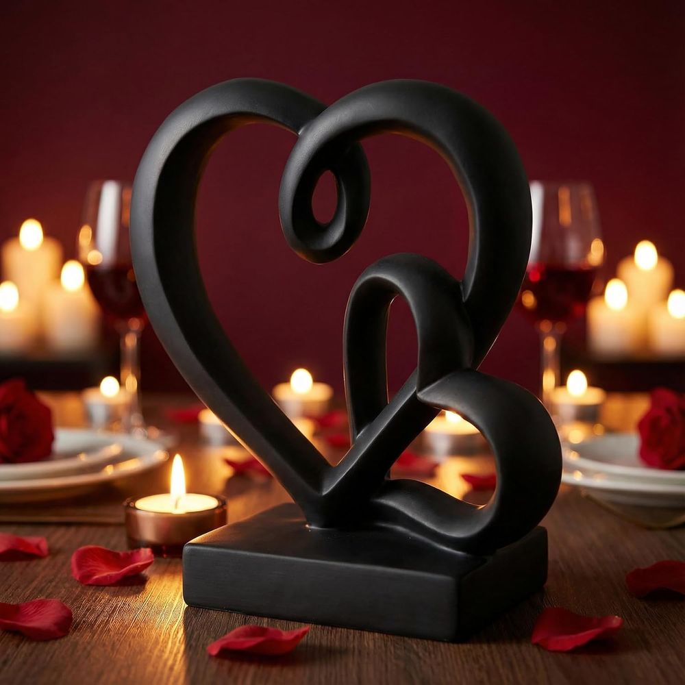 結婚記念日の贈り物 - 二つのハートの装飾樹脂製像、1年目か - Resin Art Wedding Gift のレビューと価格