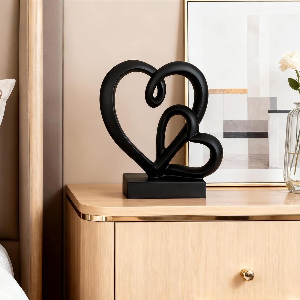 結婚記念日の贈り物 - 二つのハートの装飾樹脂製像、1年目か - Resin Art Wedding Gift のレビューと価格