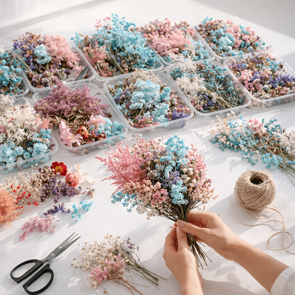 10箱入りミックスドライフラワーブーケセット - 既製の人工 - Resin Art Wedding Gift のレビューと価格