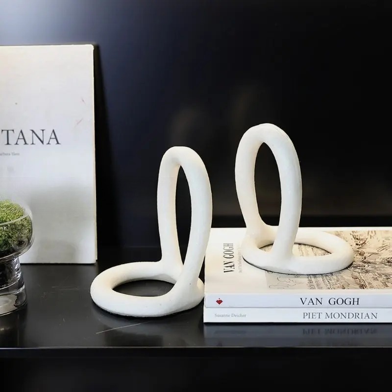 オフィスデスク用ミニマリストブックエンド - 抽象アートデザ - Resin Art Book のレビューと価格