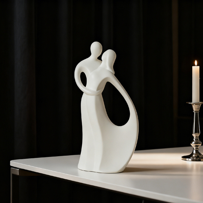 北欧セラミックカップルハグ彫刻現代アートリビングルームキャビ - Resin Art Wedding Gift のレビューと価格